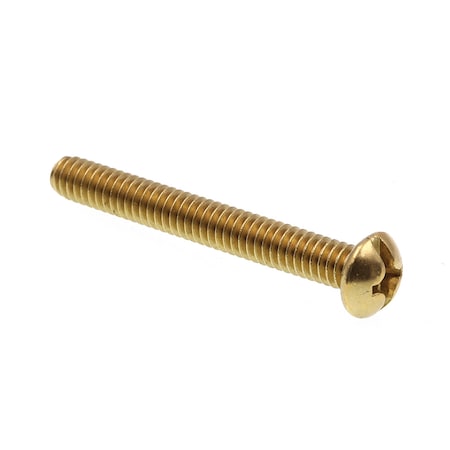 Prime-Line Machine Screw, Round Head, Phil/Sltd Comb Drive 1/4in-20 X 2in Solid Brass 25PK 9005585